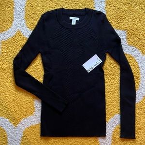 Nine West long sleeve rib crew neck sweater PS